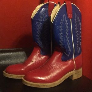 Vintage patent Red white & blue Cowboy boots VTG